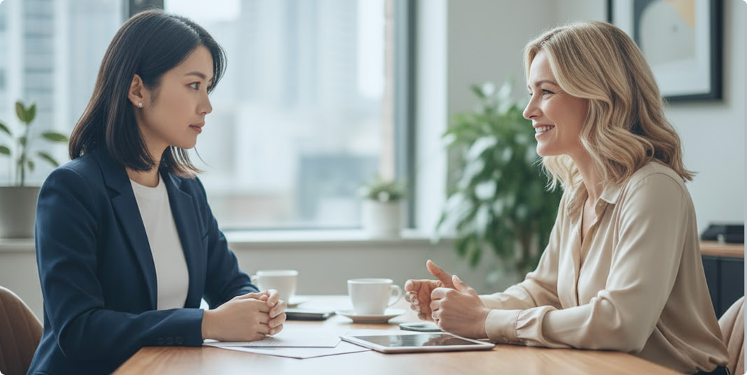 女性2人で話している様子